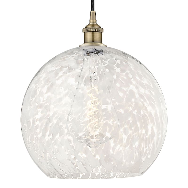 Innovations Lighting 616-1P 17 14 White Mouchette Pendant White - Antique Brass