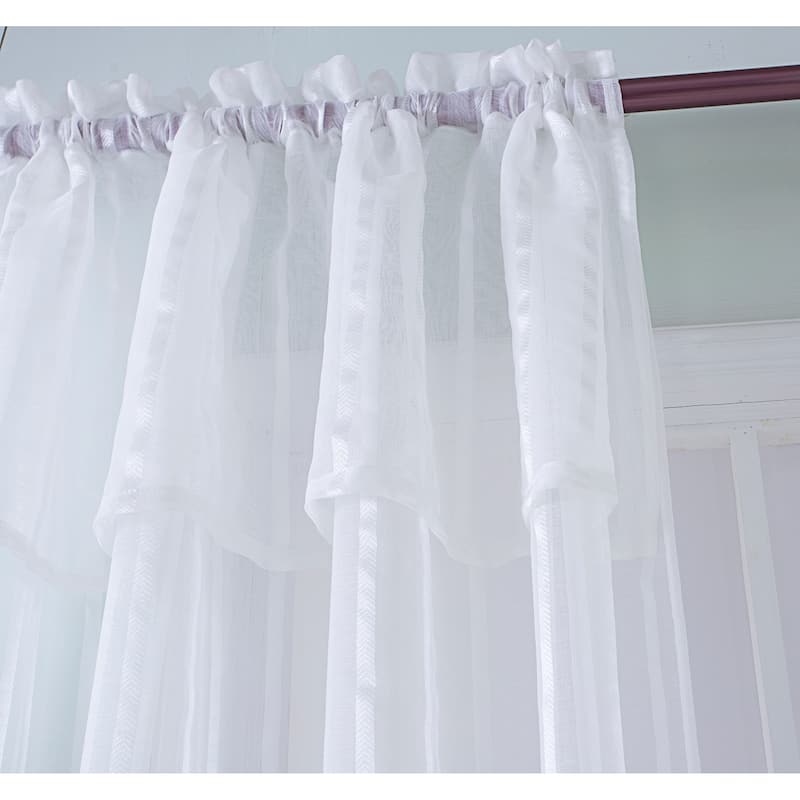 Gretchen Striped Sheer Window Curtain Rod Pocket 90 inch - 54 x 90 in.