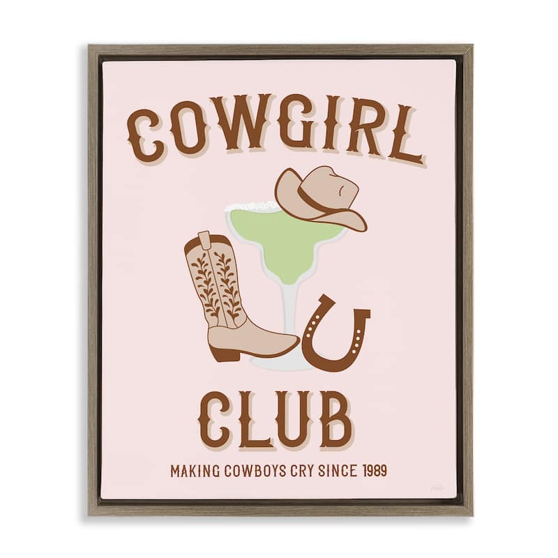 Stupell Cowgirl Club Accessories Framed Floater Canvas Wall Art Design By Natalie Carpentieri - 17 x 21 - Brown