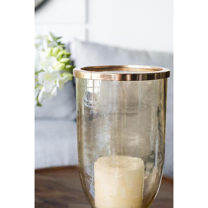 16" Gold And White Glass And Marble Table Vase - 5.10
