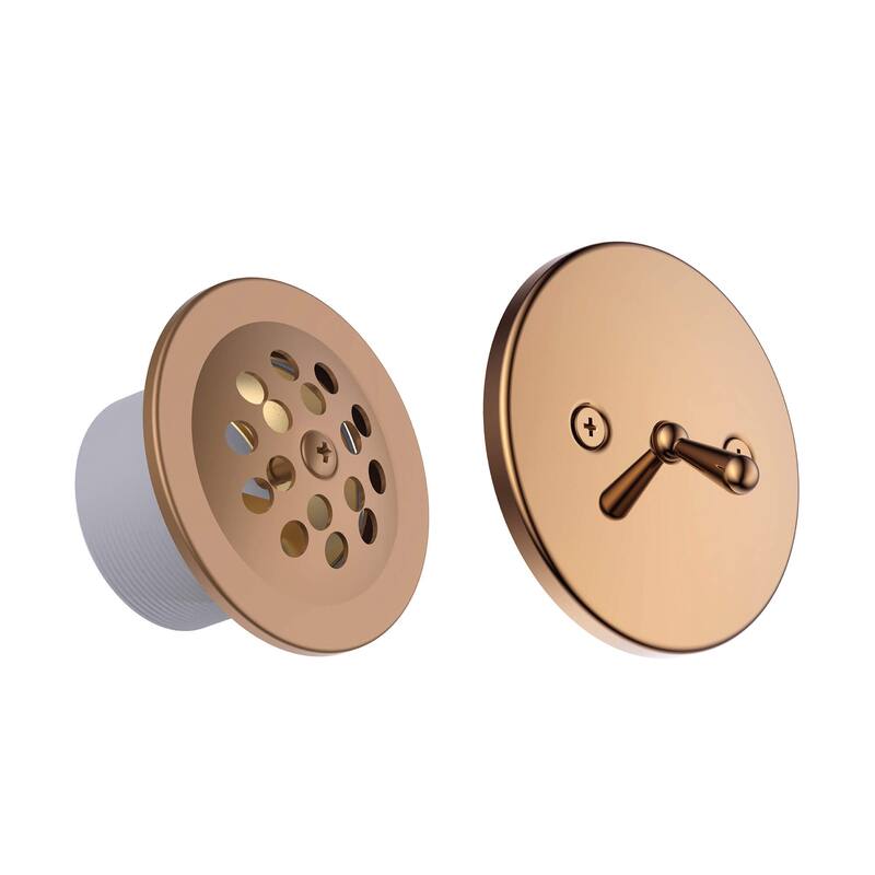 Fine Fixtures Bathtub Shower Drain - 20 Gauge Tubing, Trip Lever Overflow Assembly Tub Drain Kit - Rose Gold