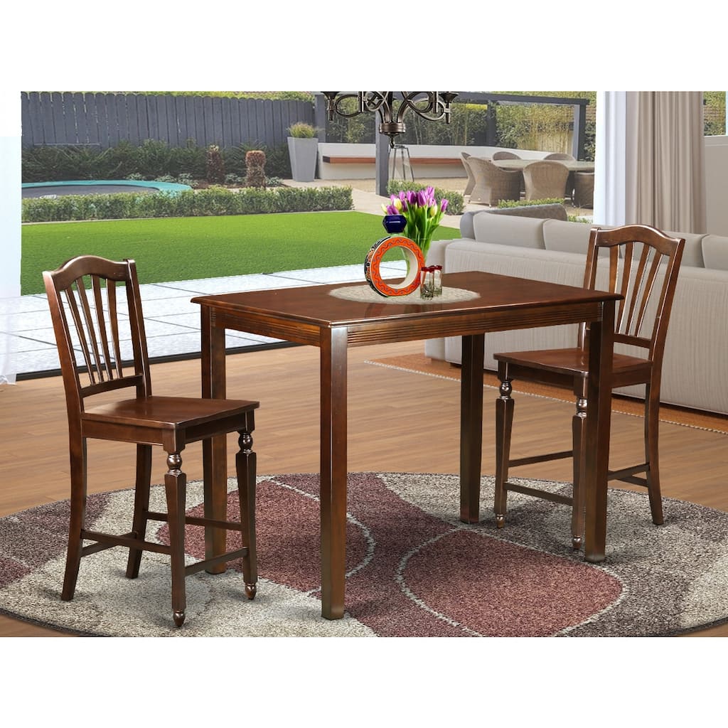 Counter Height Dining Set - 3 Piece Table & Chairs - Southwestern Style - 30x48 Inch Table