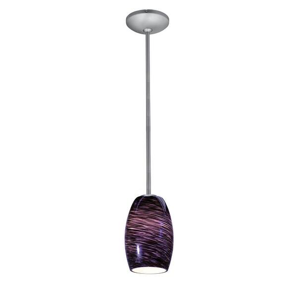 slide 2 of 2, Access Lighting Chianti Steel Integrated LED Rod Pendant, Purple Swirl Shade