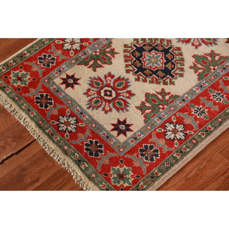 Kazak Oriental Accent Foyer Rug Handmade Geometric Wool Carpet - 2'0"x 3'0"