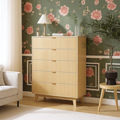 Modern Fluted Closet Dressers, 5 Drawer
