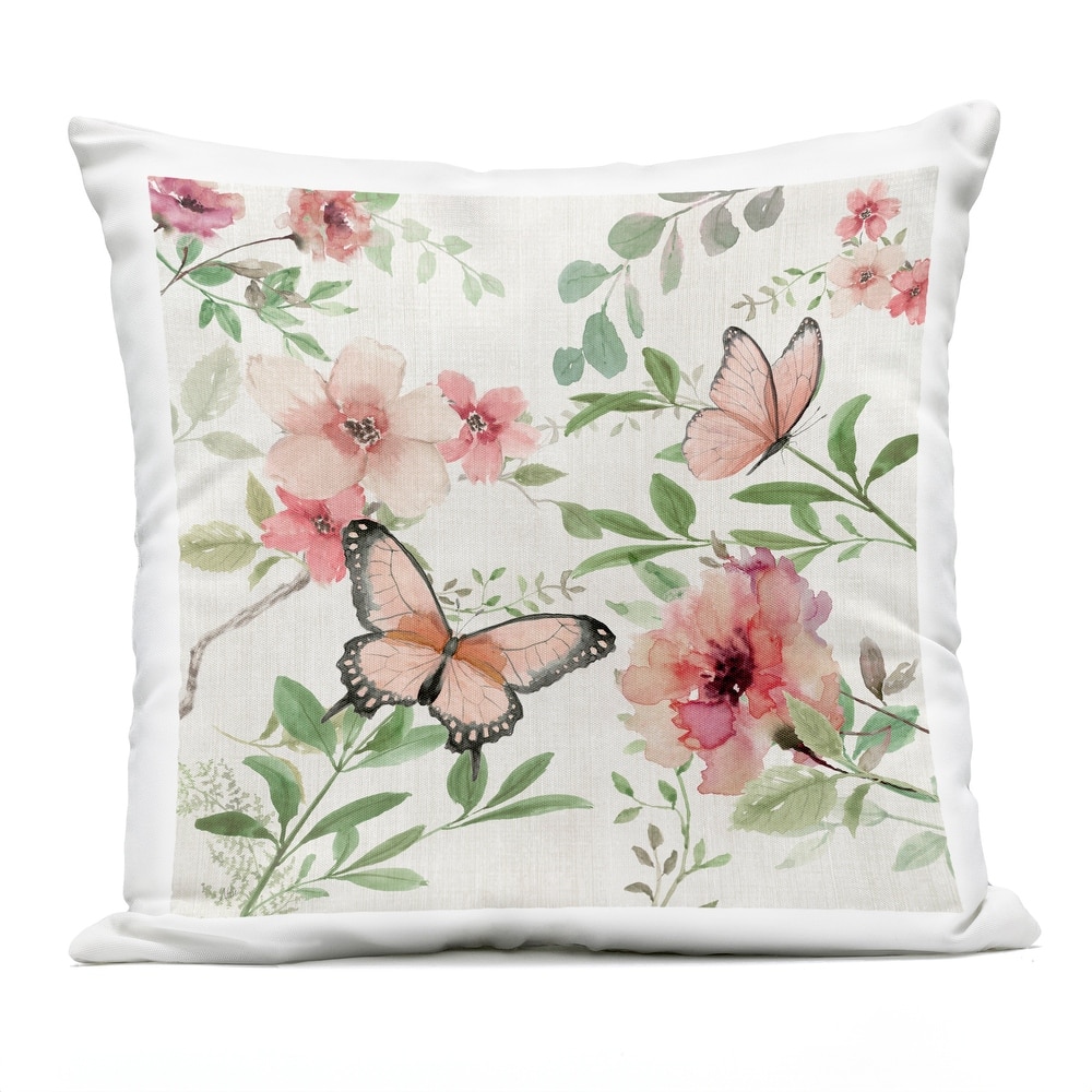 Stupell Country Cottage Florals in Pink Printed Outdoor Throw Pillow Design by Nan