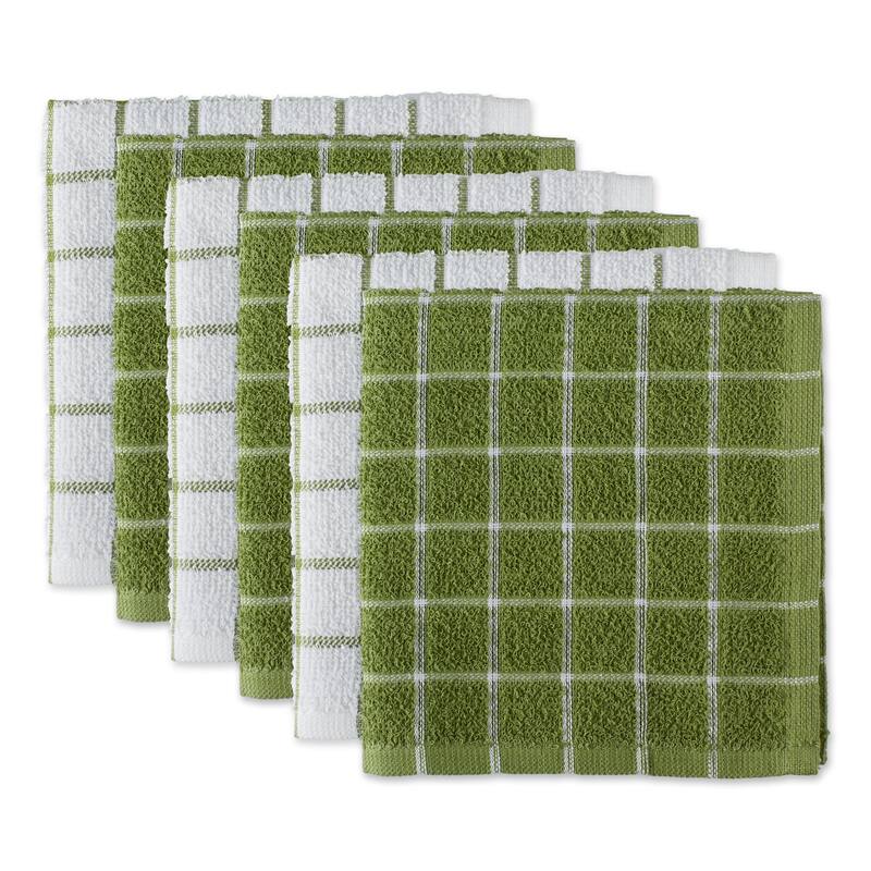 DII Artichoke Combo Windowpane Dishcloth (Set of 6) - Antique Green