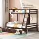 preview thumbnail 1 of 1, Multifunctional Design Full over Full Bunk Bed with Whiteboard, 3 Hooks and 2 Drawers Brown