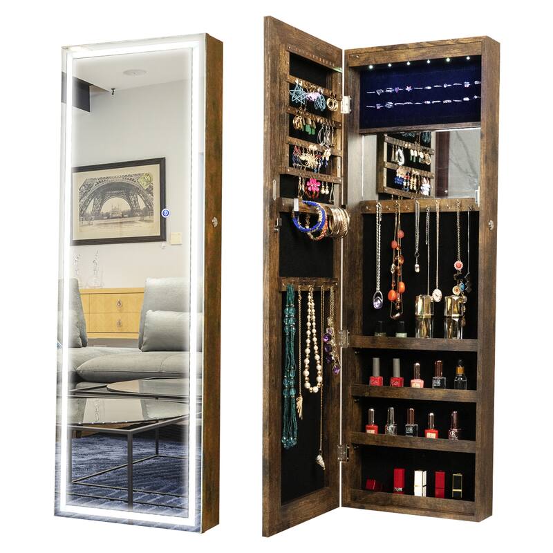 Fashion Simple Jewelry Storage Mirror Cabinet with LED Lights