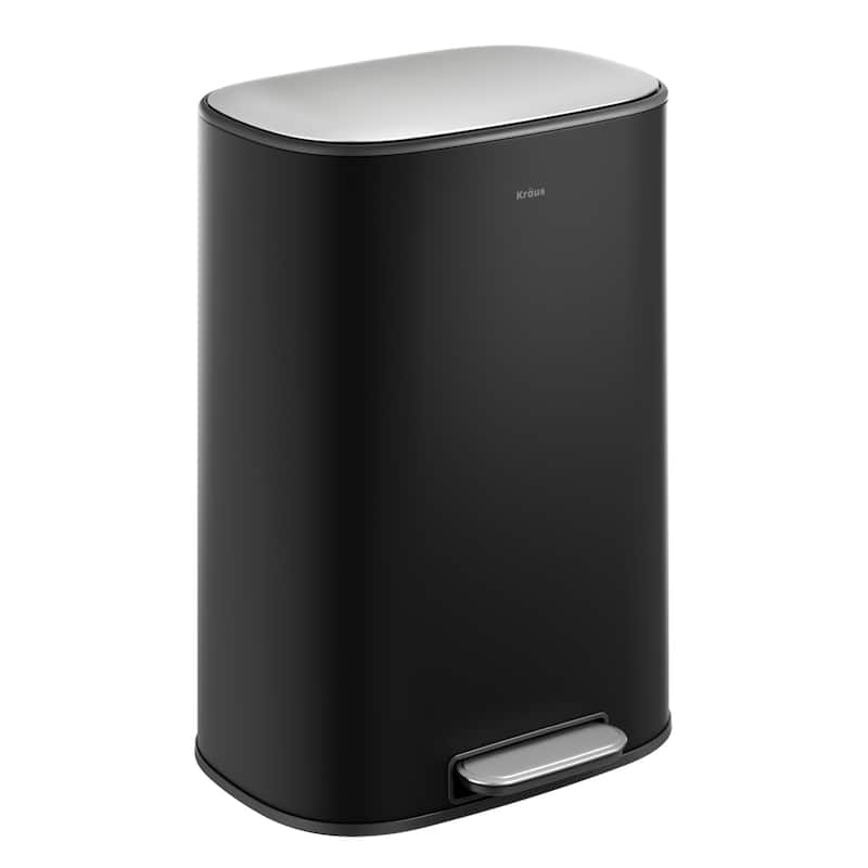 KRAUS WasteGuard 13.2 Gallon 50 Liter Step Pedal Kitchen Trash Can - MB - Matte Black