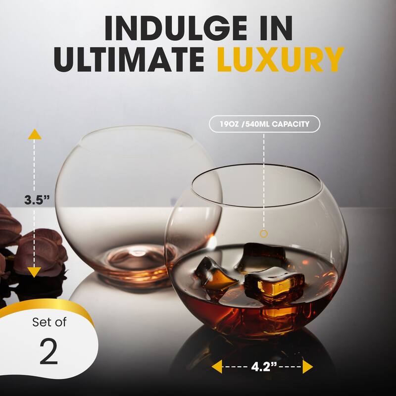Berkware Set of 2 Sparkling Colored Stemless Wine Glass