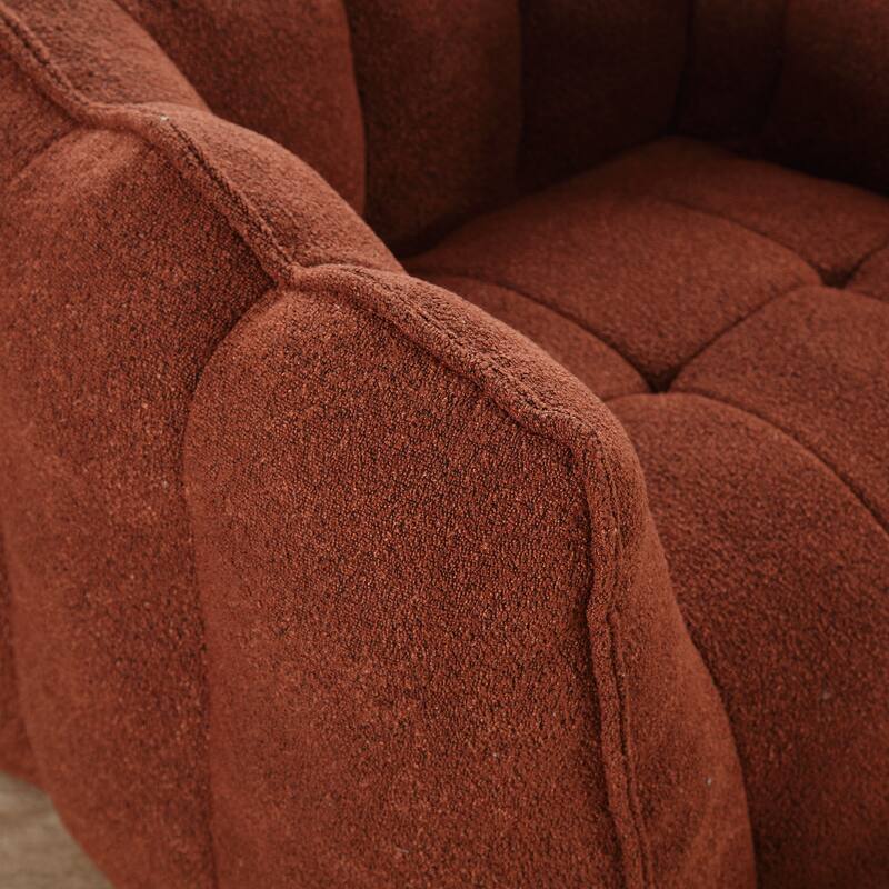 Modern Chenille Bean Bag Chair with Ottoman, Set of 1