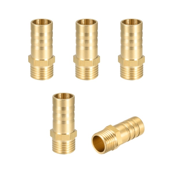 Brass Barb Hose Fitting Connector Adapter 12 mm Barbed x 1/4" G Male Pipe 5Pcs - 1/4" G x 12mm