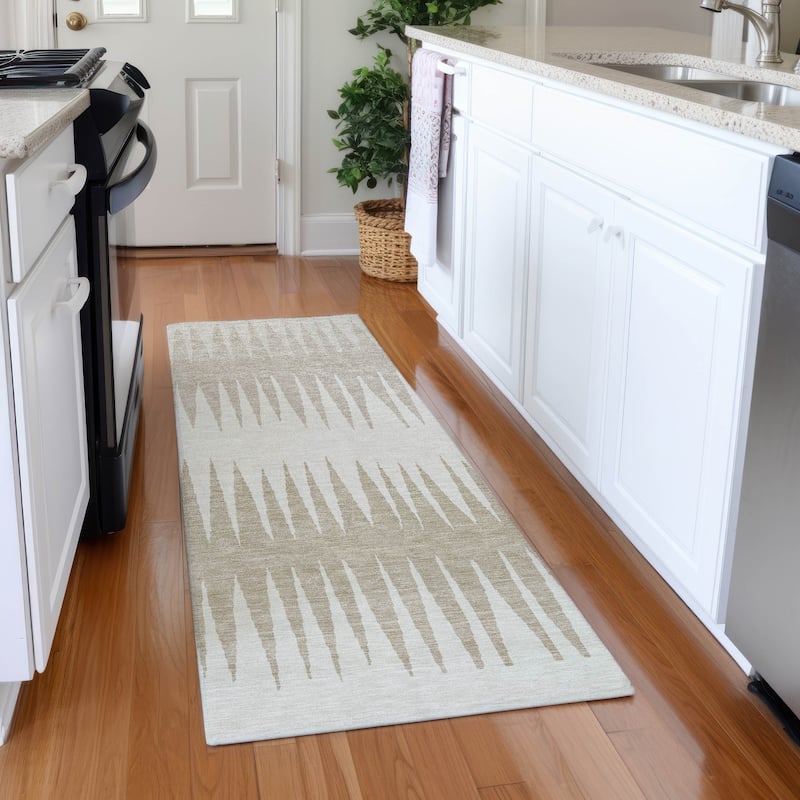 Premium Washable Super Soft Modern Spikes Mayfield Rug - Ivory - 2'3" x 7'6"