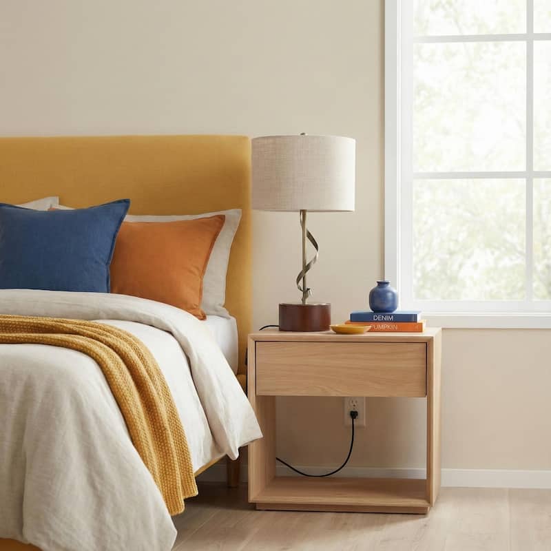 Caserta Twisted Brass Accent Table Lamp with Fabric Shade