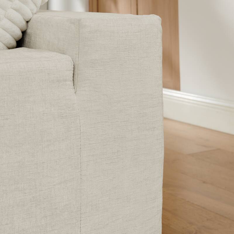 Modular Sleeper Sofa Bed Deep Seat Chenille Couch U-shaped Sectional Sofa with Chaise, Corduroy Cushions and Pillows