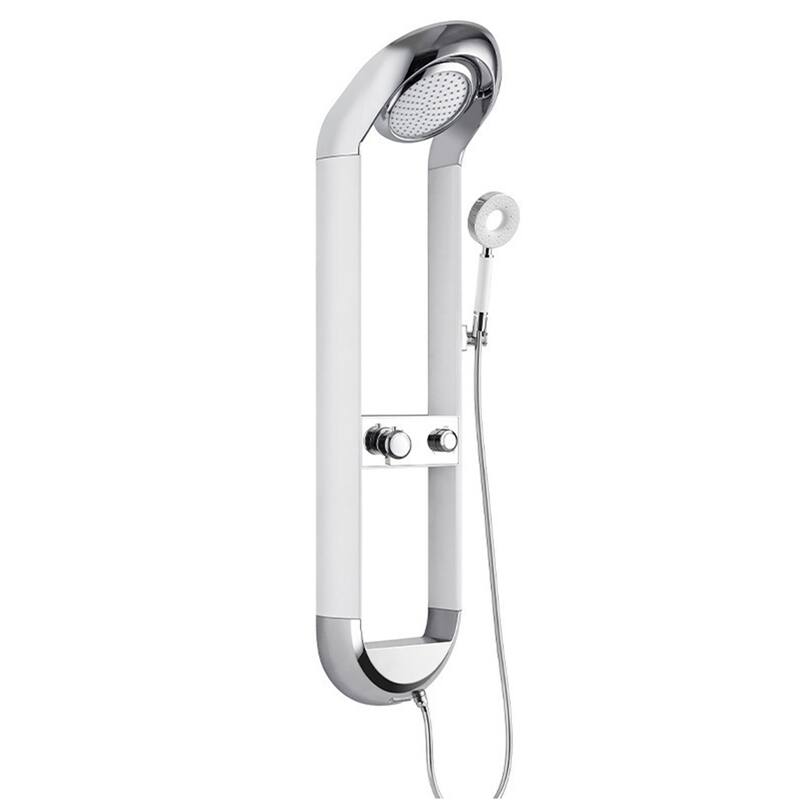 Premium Shower System with Hot/Cold Switch, Adjustable Modes & Double Shelves - Silver white