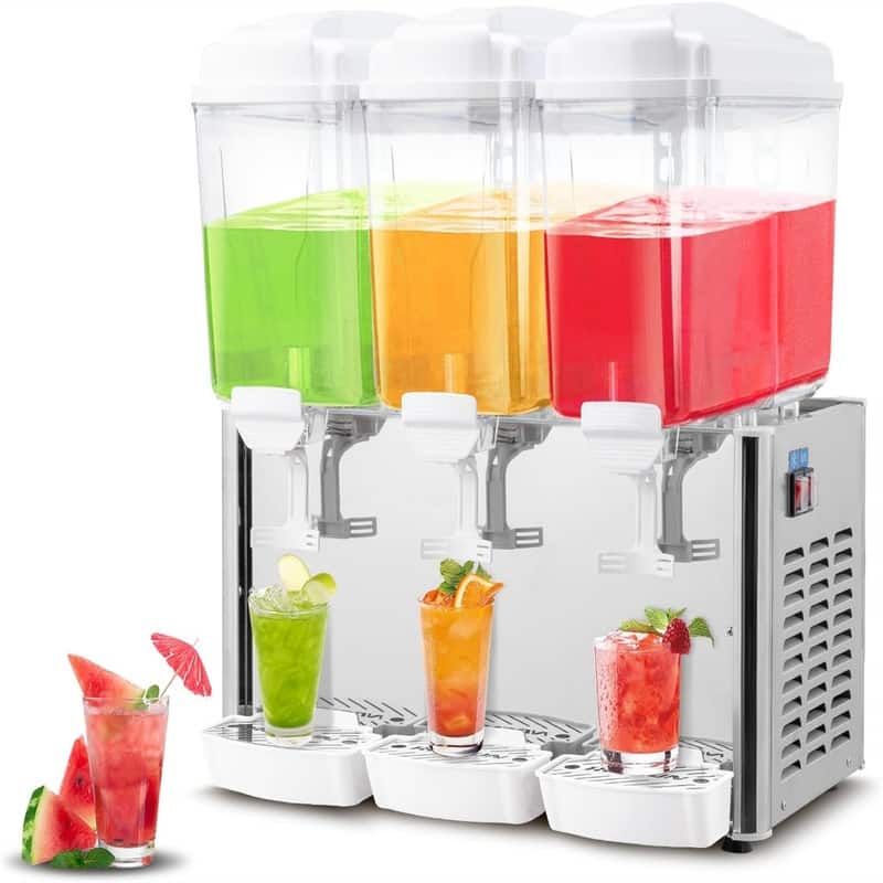 14.4 Gallon 110V 380W 3 Tanks Stainless Steel Beverage Dispenser With Thermostat Controller - N/A - White
