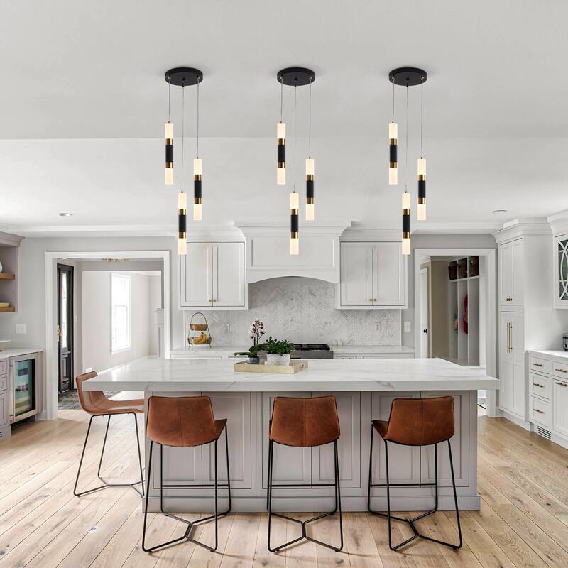 3-Light Cluster Pendant with Wrought Iron Accents, Semi Flush Mount Chandelier for Kitchen Island Dining Room