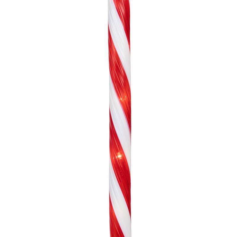 LED Lighted 8-Speed Candy Cane Christmas Pathway Markers - White - 18.25' Clear Wire - 8ct - Red