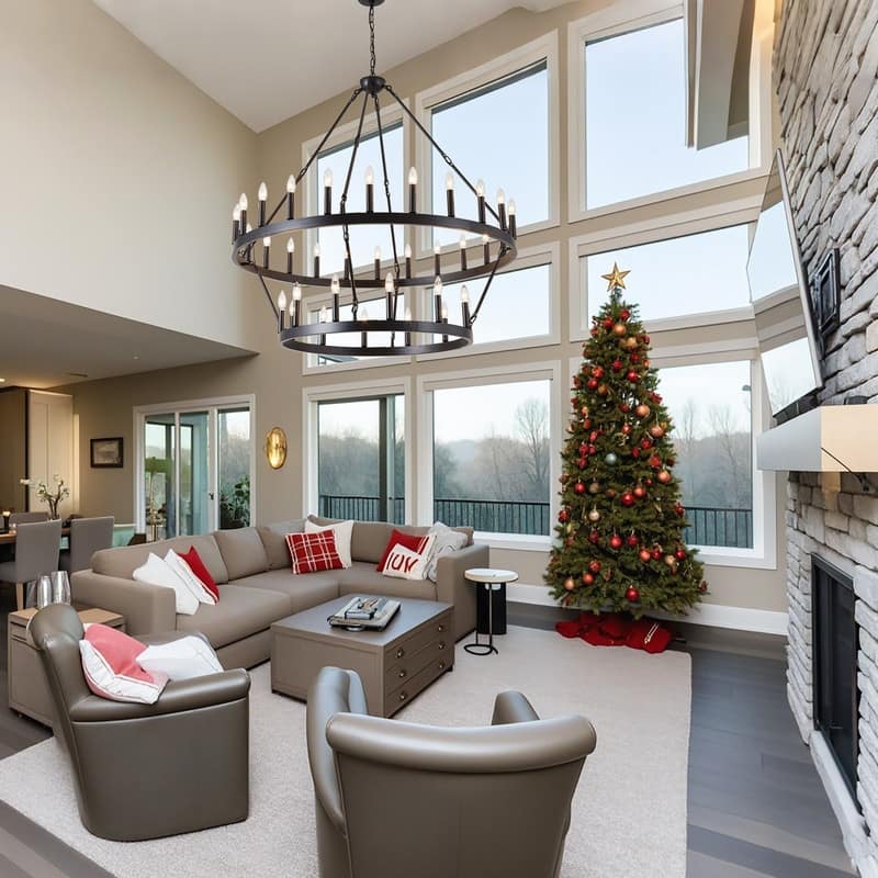 2 - Tier Wagon Wheel Chandelier Farmhouse Pendant Light with Adjustable Chain