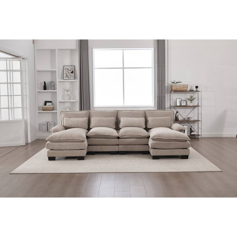 GDFStudio - U Shaped 110" Chenille Modular Cloud Sectional Couches