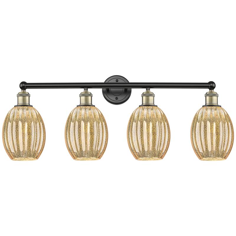 Innovations Lighting Endless Possibilities Edison - Preston - 4 Light 33" Bulb Shade Bath Vanity Light - Mercury/Black Antique Brass