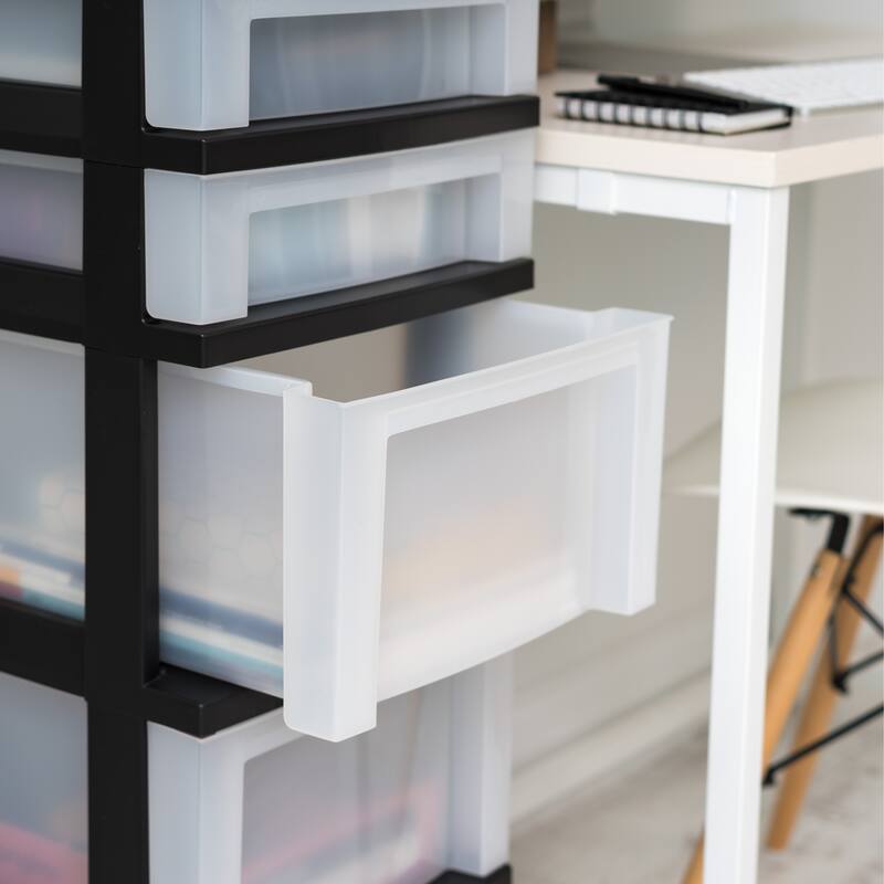 6-Drawer Storage Cart Black/Pearl