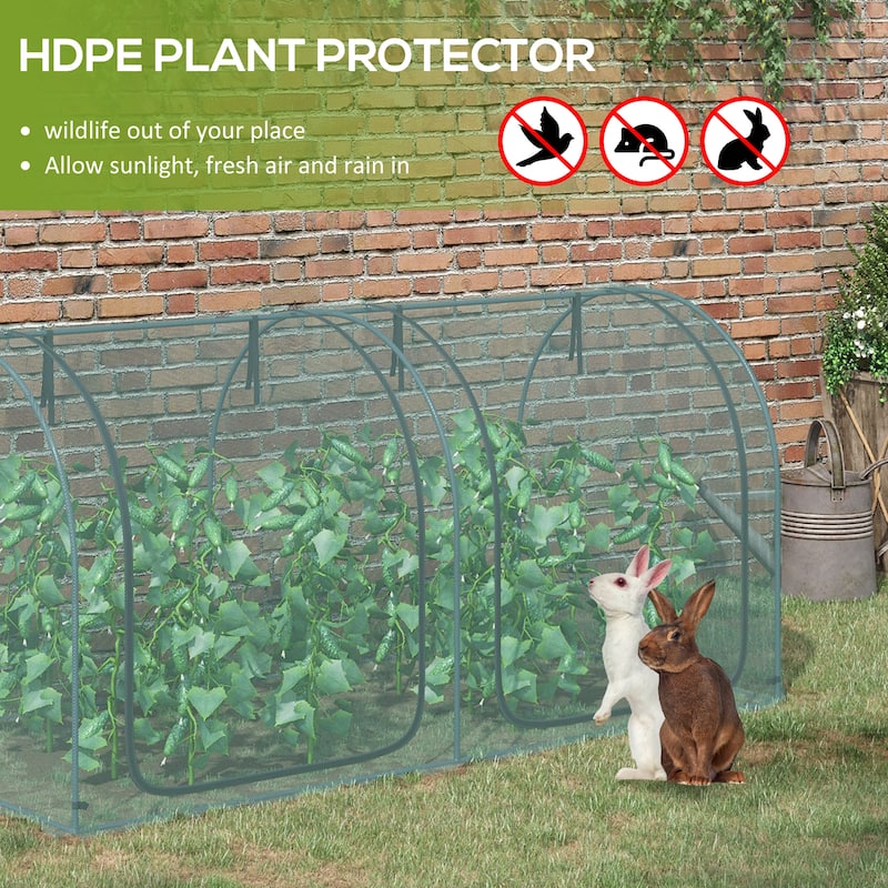 Outsunny 8' x 4' Crop Cage, Plant Protection Tent with Two Zippered Doors, Storage Bag and 4 Ground Stakes