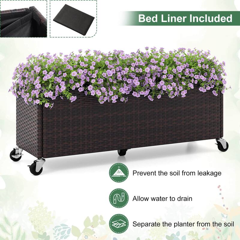 Costway 1/2 PCS Raised Garden Bed All-Weather PE Rattan Wicker Patio