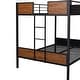 preview thumbnail 12 of 14, Full Over Full Bunk Bed with Steel Rail & Ladder - Rustic & Stylish