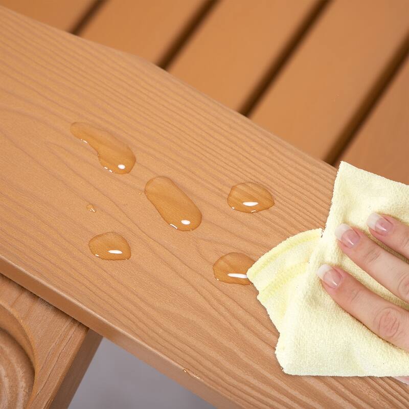 Anmytek Oversized Folding Adirondack Chair with Pullout Ottoman and Cup Holder Weather-Resistant Poly Lumber