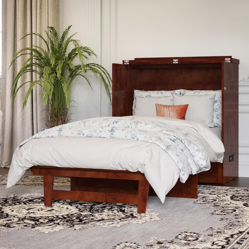 AFI Northfield Murphy Bed Chest with 6" Mattress, Storage Drawer & Built-In Charger