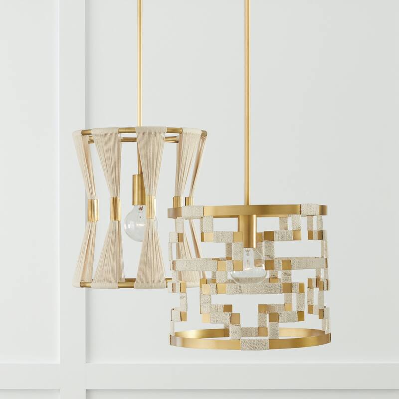 Bianca 12.25" 1-light Patinaed Brass/ Tapered String Pendant