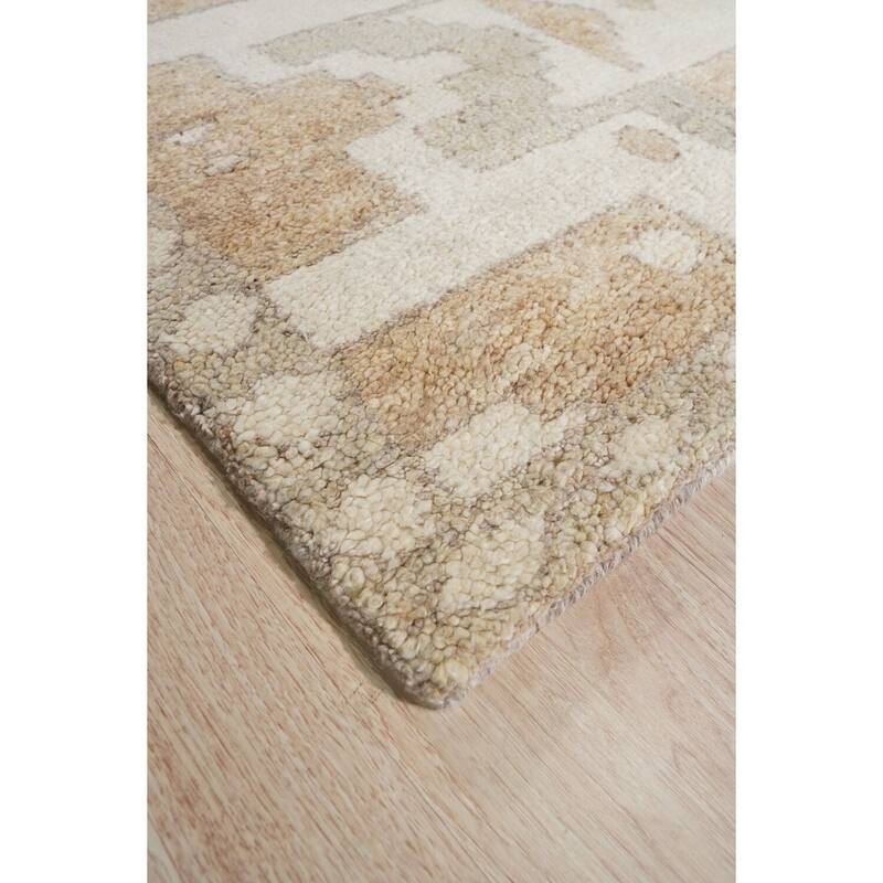 Hand-Knotted Wool Handloom Rug, 9' x 12', White/Gray Area Rug, Elegant Handcrafted Soft Texture for Home - L