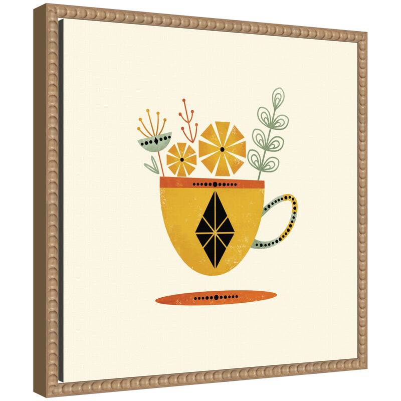 Kate and Laurel Sylvie Yellow Cup Framed Canvas by Amber Leaders - 16x16