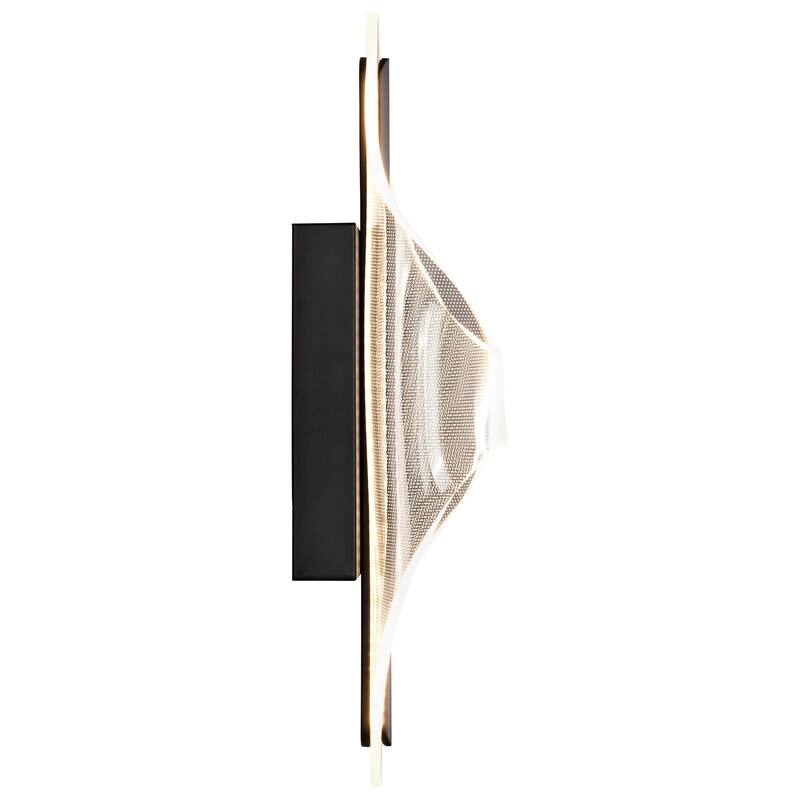 Geneva 18 Inch LED Small Wall Sconce Matte Black Silk Screened Acrylic Lens