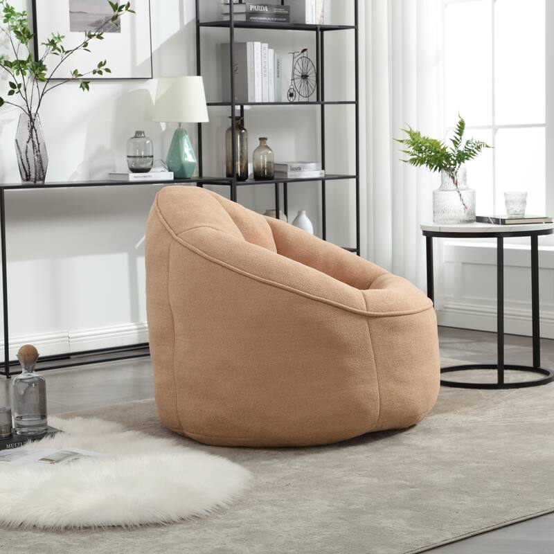 Tan Modern 40" Microfiber Upholstered Accent Chair with Ottoman and Padded Foam Padding Compressed for Living Room
