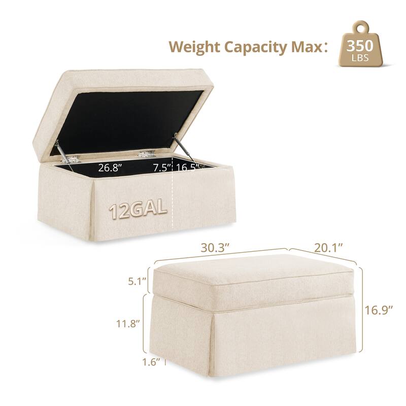 Modern Versatile Fabric Tufted Storage Ottoman Bench for Living Room