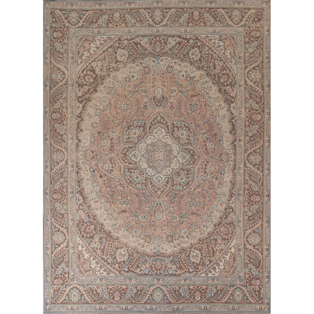 Floral Tabriz Persian Vintage Rug Handmade Traditional Wool Carpet - 9'6"x 12'6"
