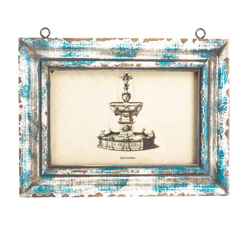 Decorative Wood Ladder with 6 Hanging Photo Frames