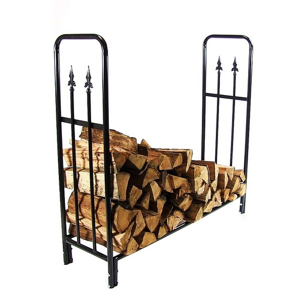 Sunnydaze Decorative Firewood Log Rack - Multiple Sizes - Black