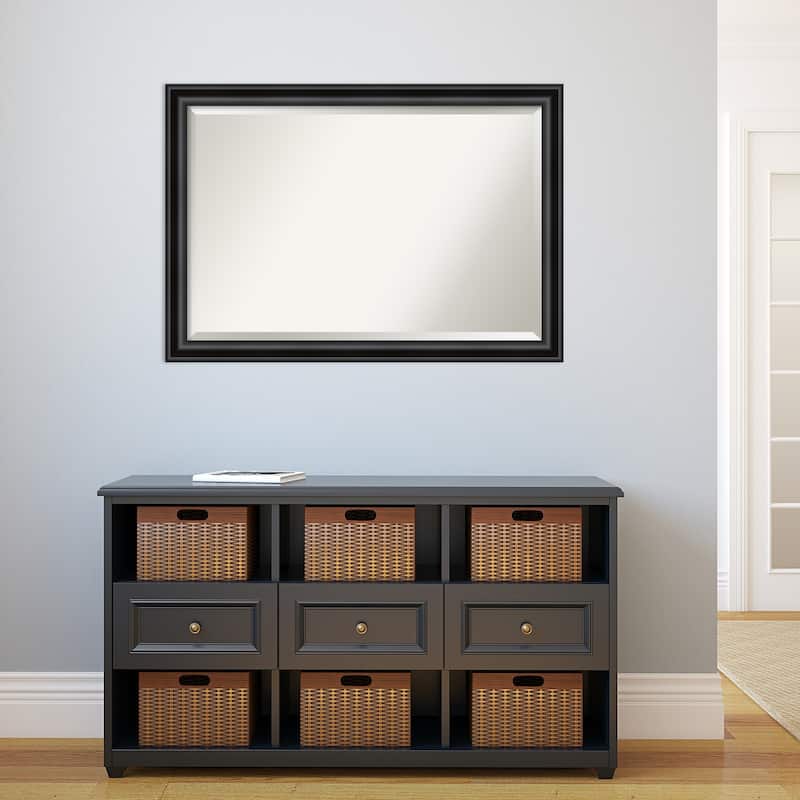 Beveled Wall Mirror - Grand Black Narrow Frame - Grand Black Narrow