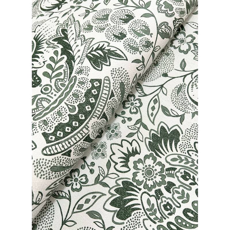 A-Street Prints Blanche Dark Green Floral Damask Wallpaper