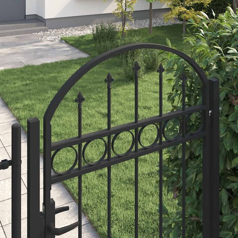 vidaXL Fence Gate with Arched Top Steel 39.4" x 49.2"/59.1"/68.9"/78.7" Black