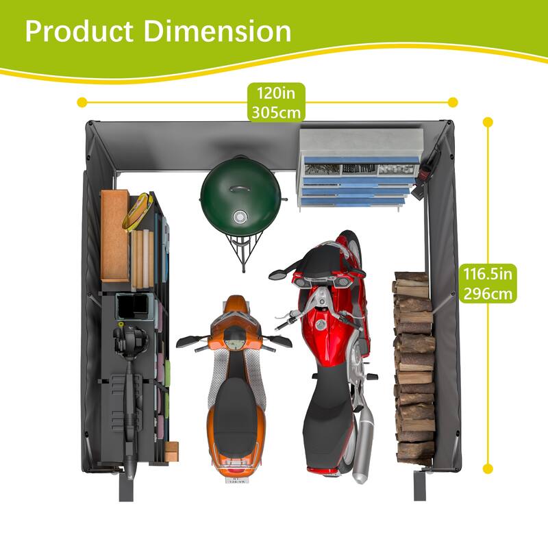 GDFStudio - Multi-Purpose Outdoor Shelter Waterproof & UV-Resistant with Roll-Up Doors