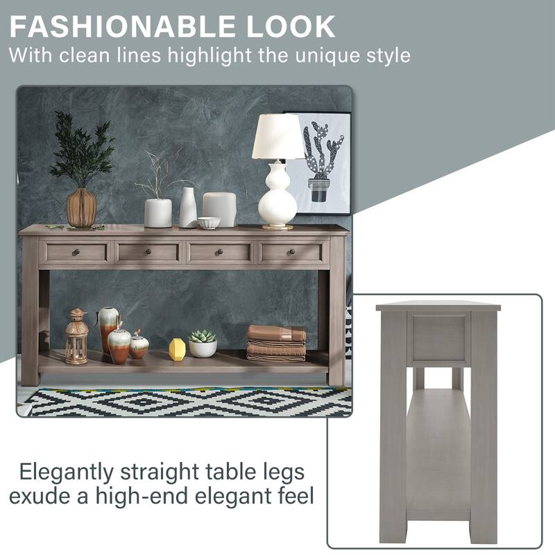 Farmhouse Wooden 4-drawer Console Table Entryway Table