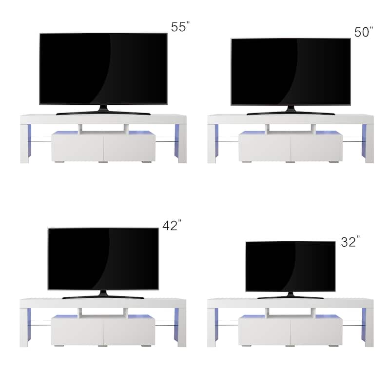 Modern 63" TV Stand with 20-Color LED Lights, Remote Control Media Console for 60-69 Inch TVs