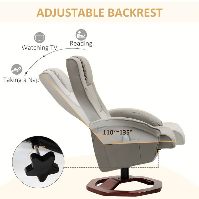 HOMCOM Massage Recliner with Ottoman, Electric Faux Leather Recliner