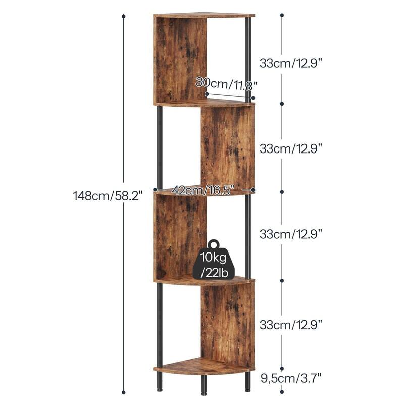 Corner Shelf Stand - 11.8"D x 11.8"W x 58.2"H